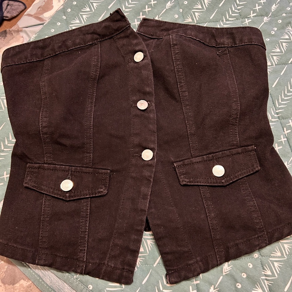 Black Jean Strapless top with Classic Style